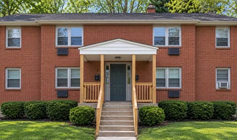 Front of 8 Manchester Circle, a two-story brick building.